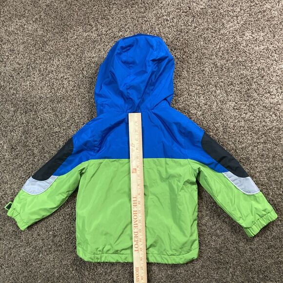 London Fog Boys Wind Breaker Light Jacket Size 3T Full Zipper Hooded Blue Multi - Picture 6 of 6